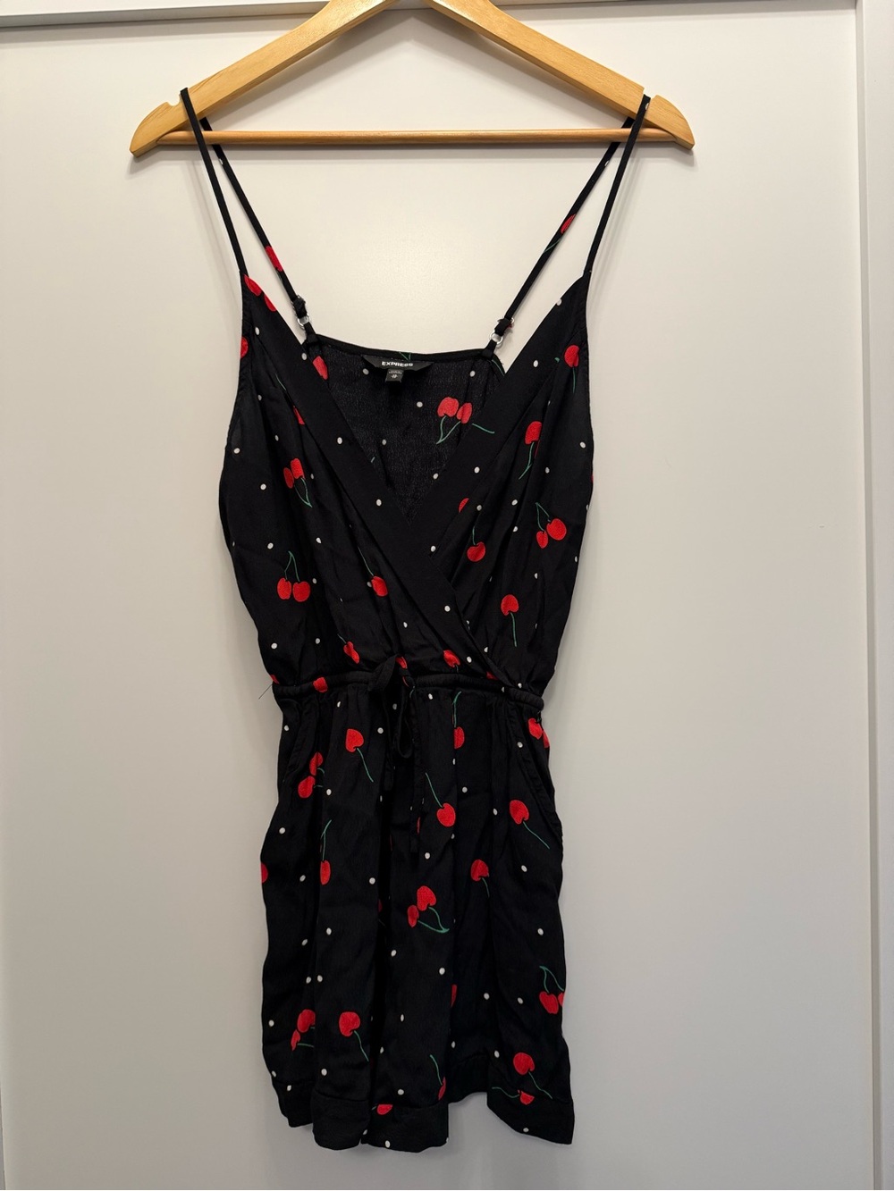 Express Cherry Print Black Romper